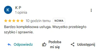 Opinia klienta CycloPick w Google